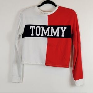 TOMMY HILFIGER Cropped Longsleeve Shirt Top Size Small